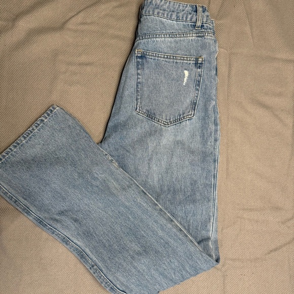 H&M distressed High Rise Light Blue Women’s Flare-Leg Jeans with Side Slit sz4 - Picture 5 of 9